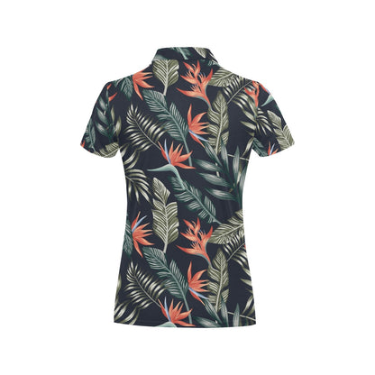 Bird Of Paradise Pattern Print Design BOP02 Women's Polo Shirt