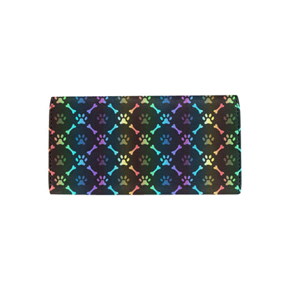 Paw Rainbow Pattern Print Design A01 Women's Trifold Wallet