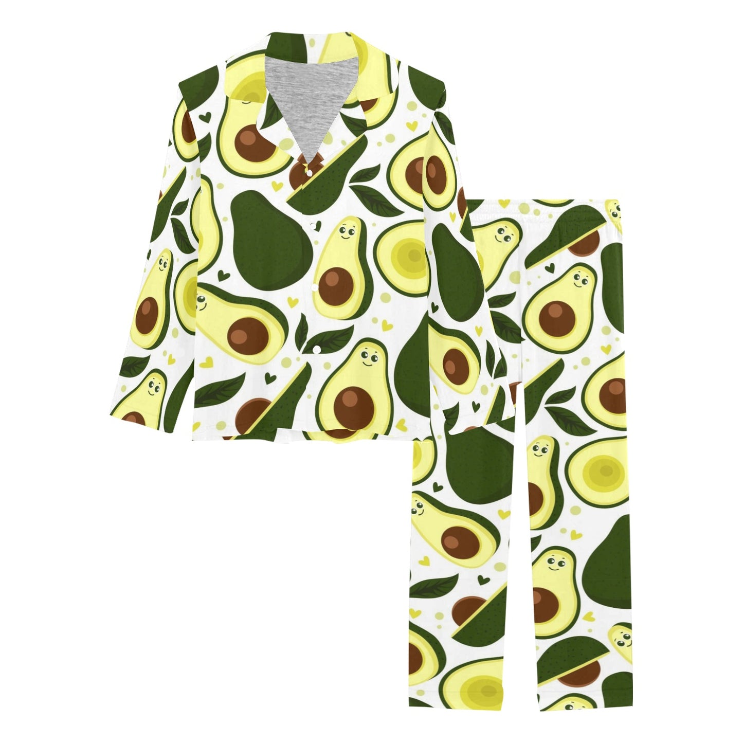 Avocado Pattern Print Design AC06 Women's Long Pajama Set