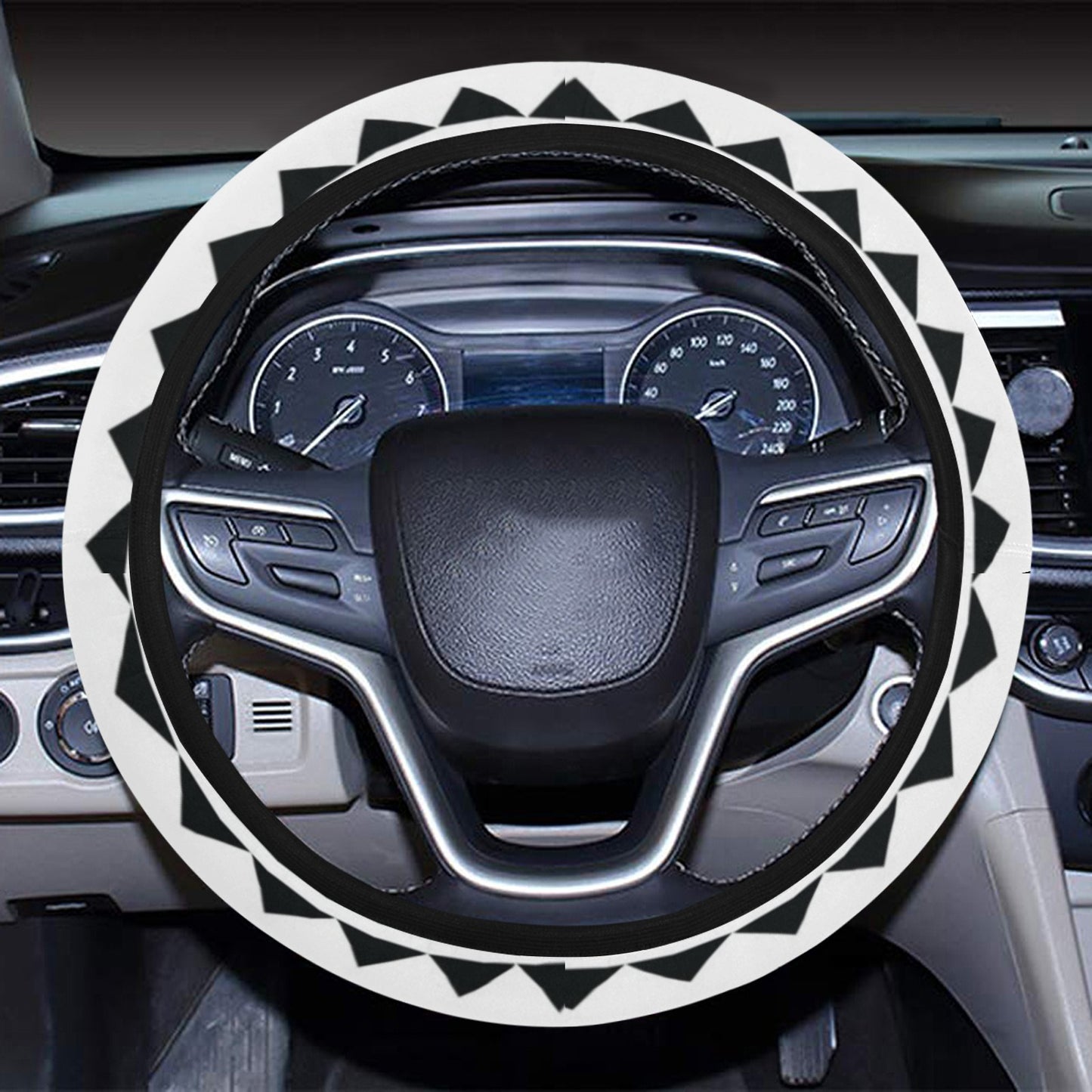 Samoan Pattern Print Design LKS303 Steering Wheel Cover with Elastic Edge