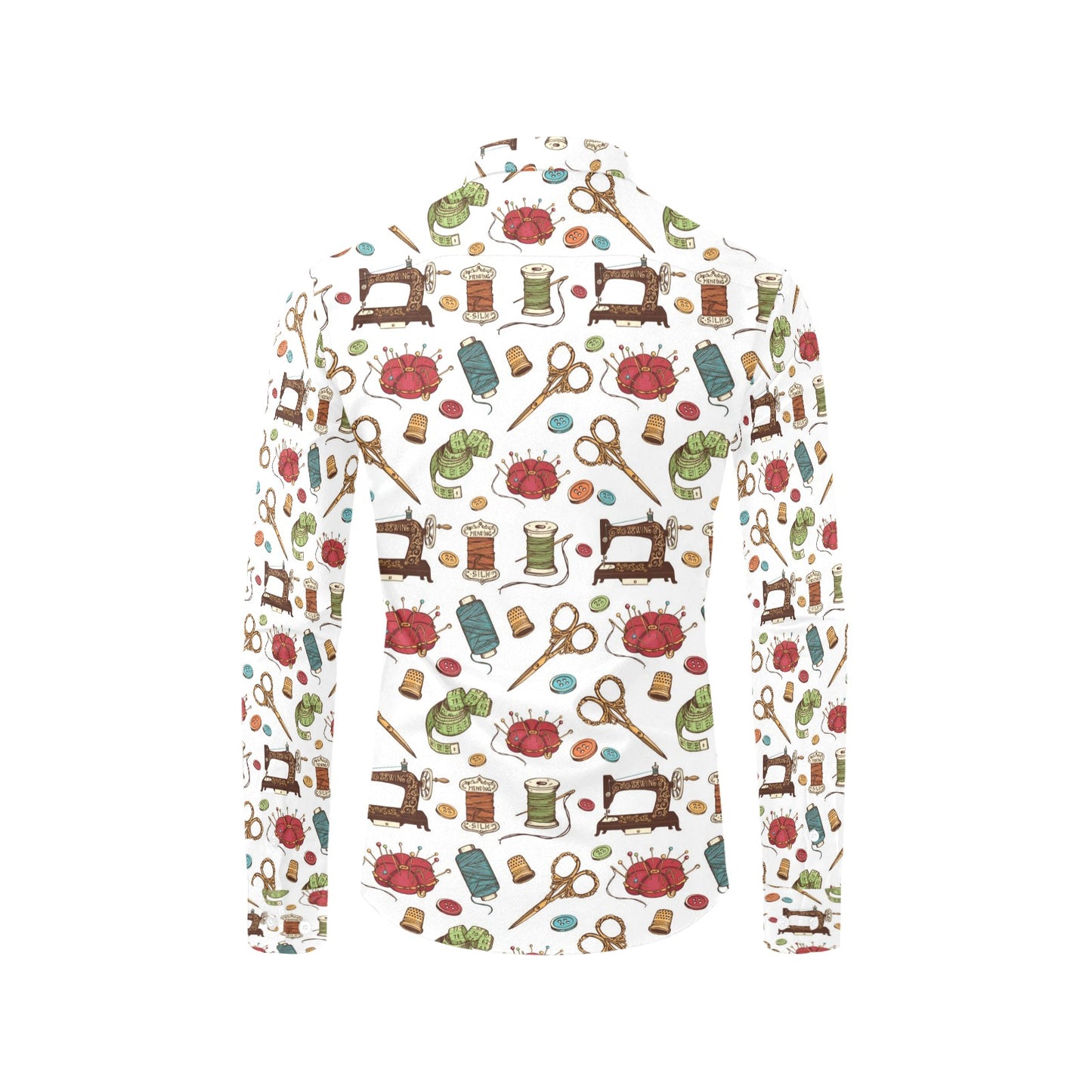 Sewing Equipment Print Design LKS304 Men's Long Sleeve Dress Shirt