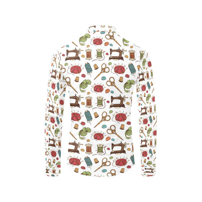 Sewing Equipment Print Design LKS304 Men's Long Sleeve Dress Shirt