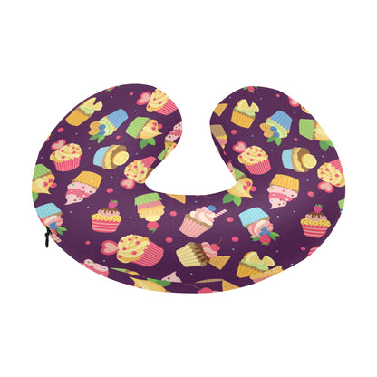 Cupcake Pattern Print Design 05 U-Shaped Travel Neck Pillow