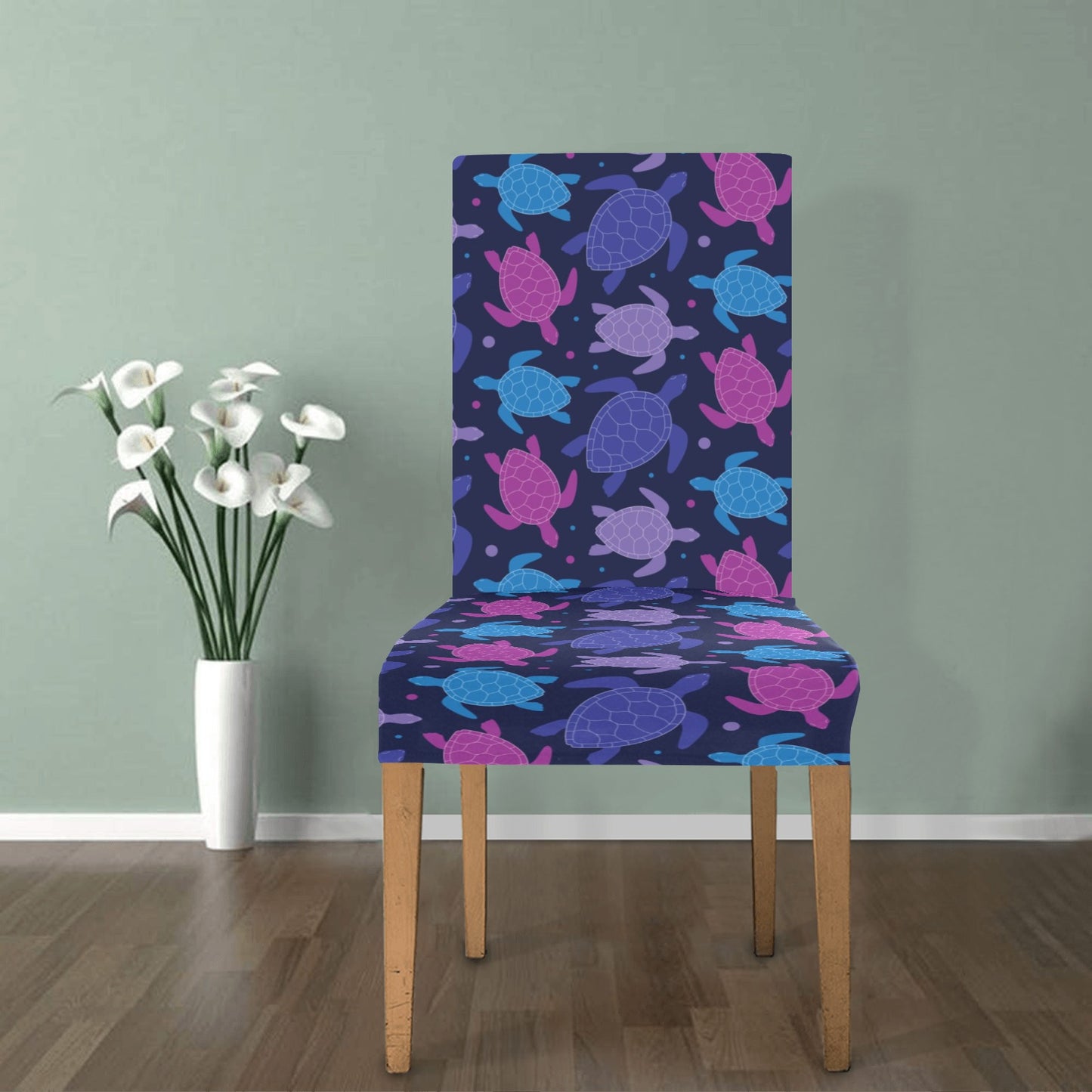 Sea Turtle Print Design LKS309 Dining Chair Slipcover