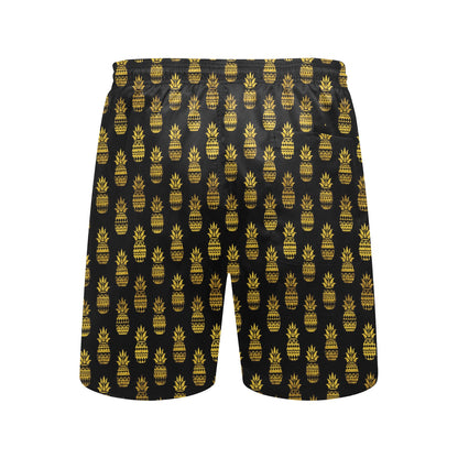 Pineapple Gold Tribal Style Print Men's Swim Trunks Beach Shorts