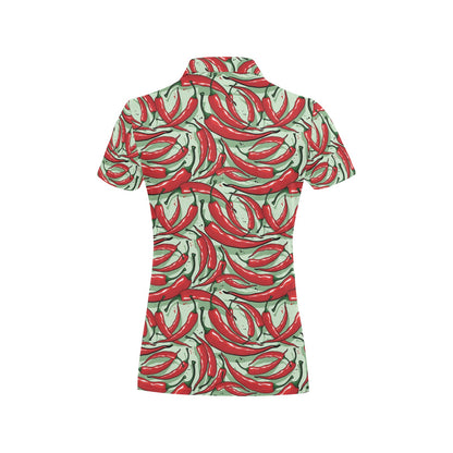 Chilli Pepper Pattern Print Design 04 Women's Polo Shirt