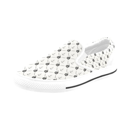 Sailboat Print Design LKS302 White Slip Ons Canvas Women's Shoes