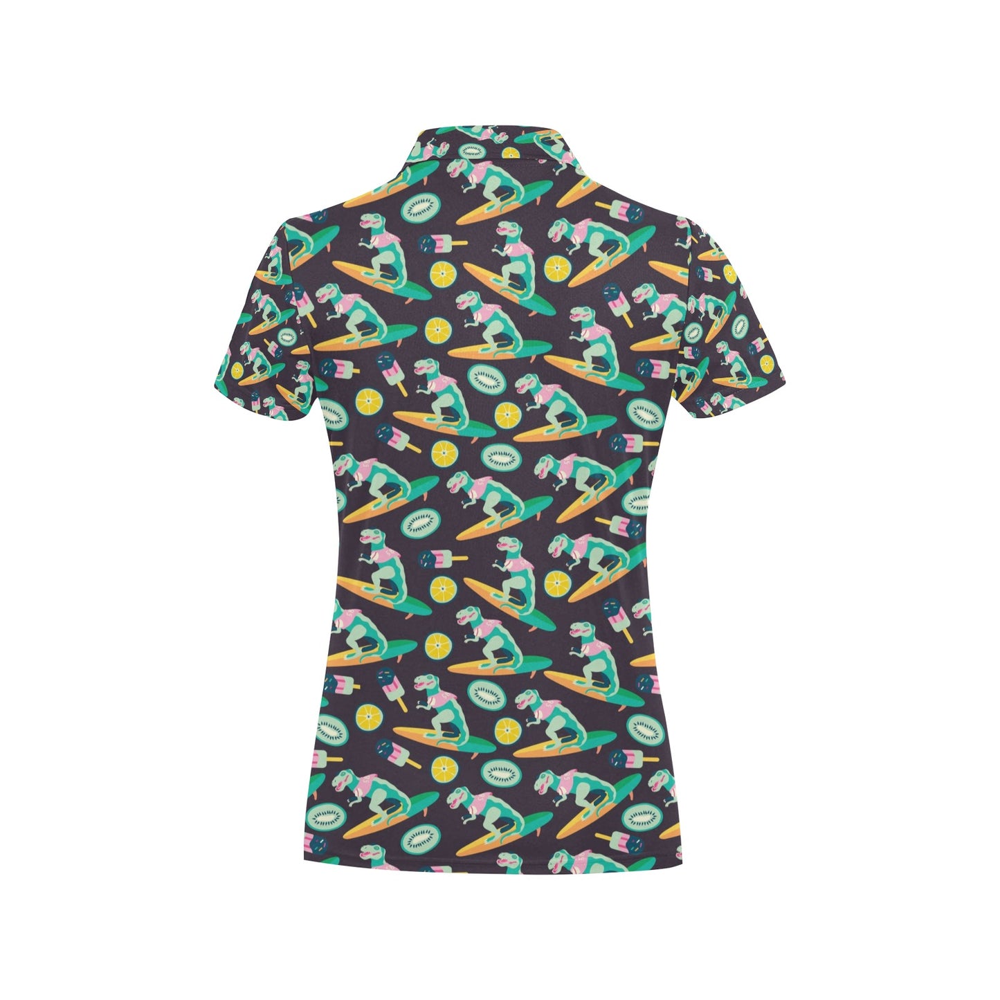 Surfboard T Rex Print Design LKS301 Women's Polo Shirt