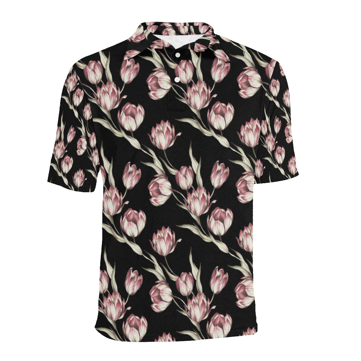 Tulip Pink Pattern Print Design TP02 Men Polo Shirt