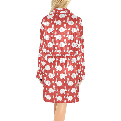Rabbit Pattern Print Design RB017 Women's Fleece Robe