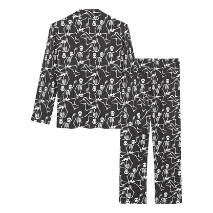 Skeleton Themed Print Women's Long Pajama Set