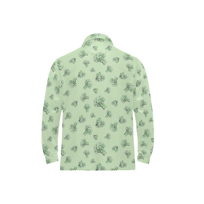 Broccoli Pattern Print Design 05 Long Sleeve Polo Shirt For Men's