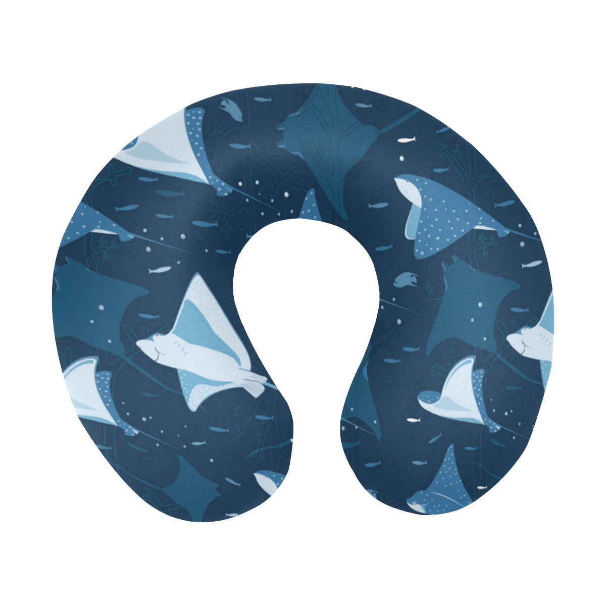 Manta Ray Pattern Print Design 02 U-Shaped Travel Neck Pillow