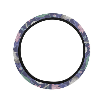 Water Lily Print Design LKS306 Steering Wheel Cover with Elastic Edge