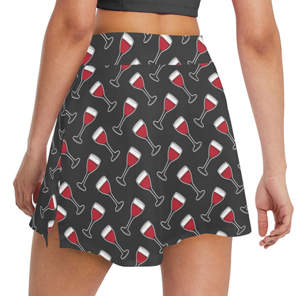 Wine Print Design LKS308 17" Golf & Pickleball Skort with Pockets