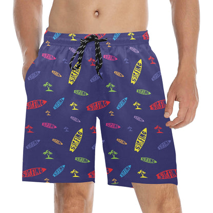 Surfboard Print Design LKS305 Men's Swim Trunks Beach Shorts