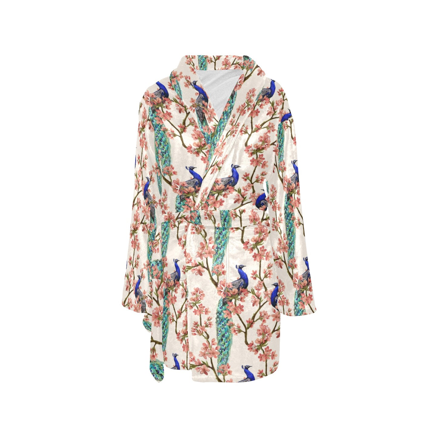 Cherry Blossom Peacock Women's Fleece Robe