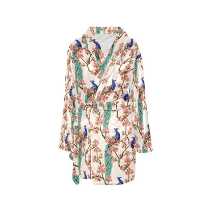 Cherry Blossom Peacock Women's Fleece Robe