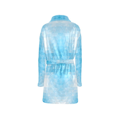 Geometric Blue Pattern Print Design 01 Women's Fleece Robe