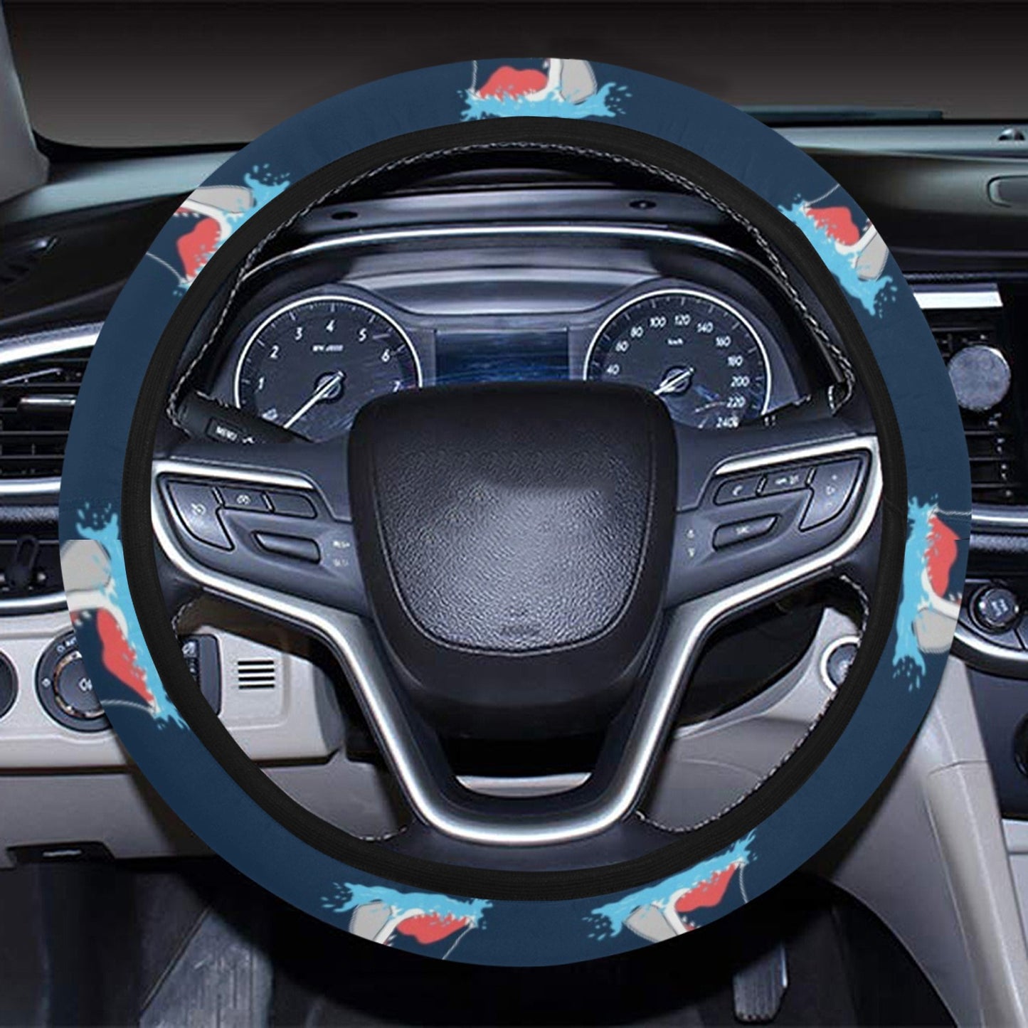 Shark Print Design LKS3010 Steering Wheel Cover with Elastic Edge