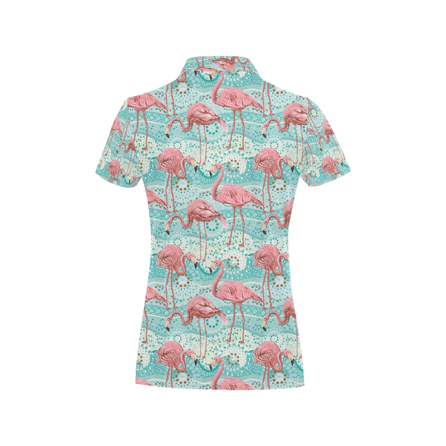 Flamingo Background Themed Print Women's Polo Shirt