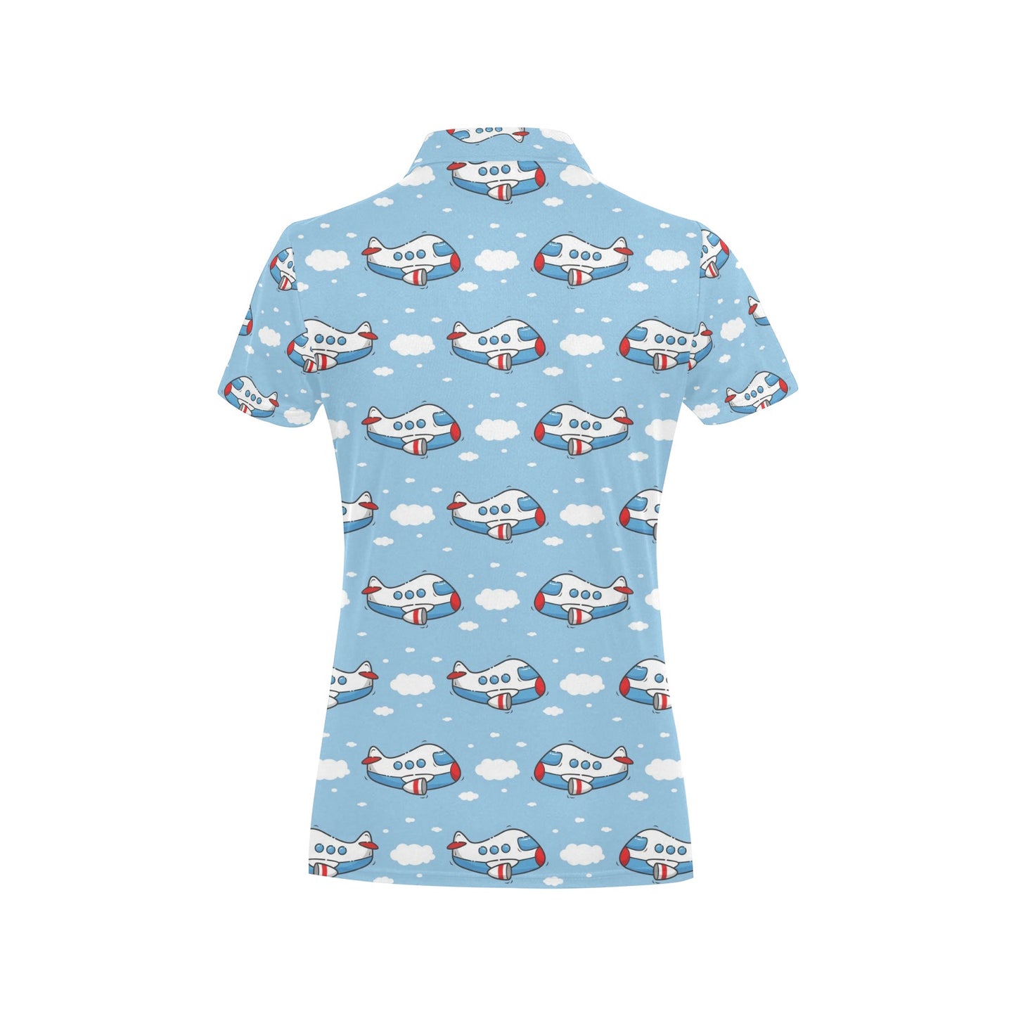 Airplane Cartoon Pattern Print Design 07 Women's Polo Shirt