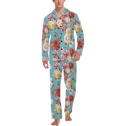 Summer Floral Pattern Print Design SF05 Men's Long Pajama Set