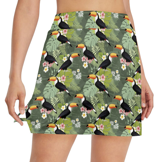 Toucan Print Design LKS304 17" Golf & Pickleball Skort with Pockets