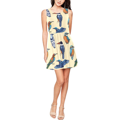 Kingfisher Bird Pattern Print Design 04 Sleeveless Dress