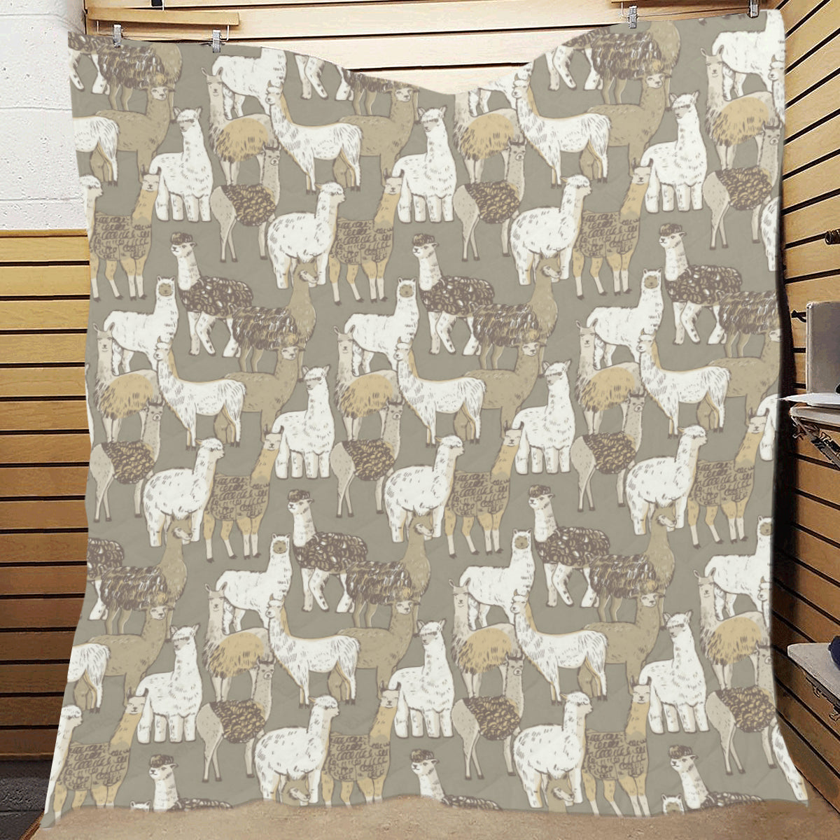 Alpaca Pattern Print Design 01 Premium Quilt