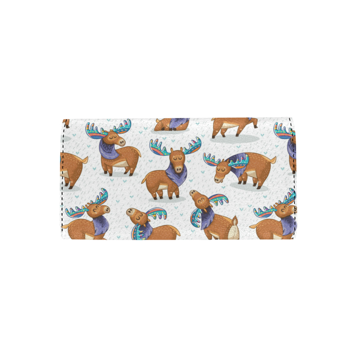 Moose Cute Pattern Print Design 01 Women's Trifold Wallet