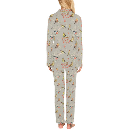 Birds Pattern Print Design 03 Women's Long Pajama Set