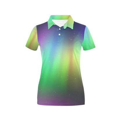 Aurora Borealis Pattern Print Design 03 Women's Polo Shirt