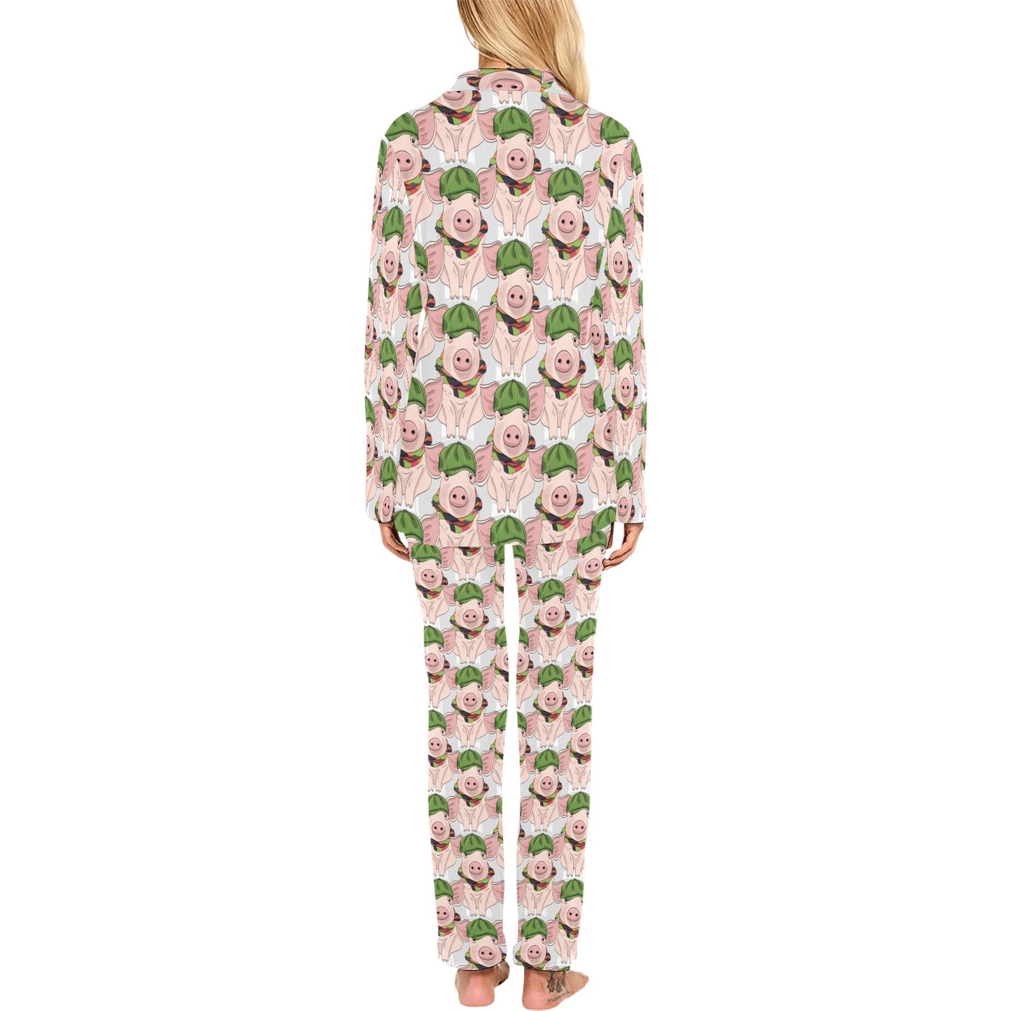Pig Print Design LKS403 Women's Long Pajama Set