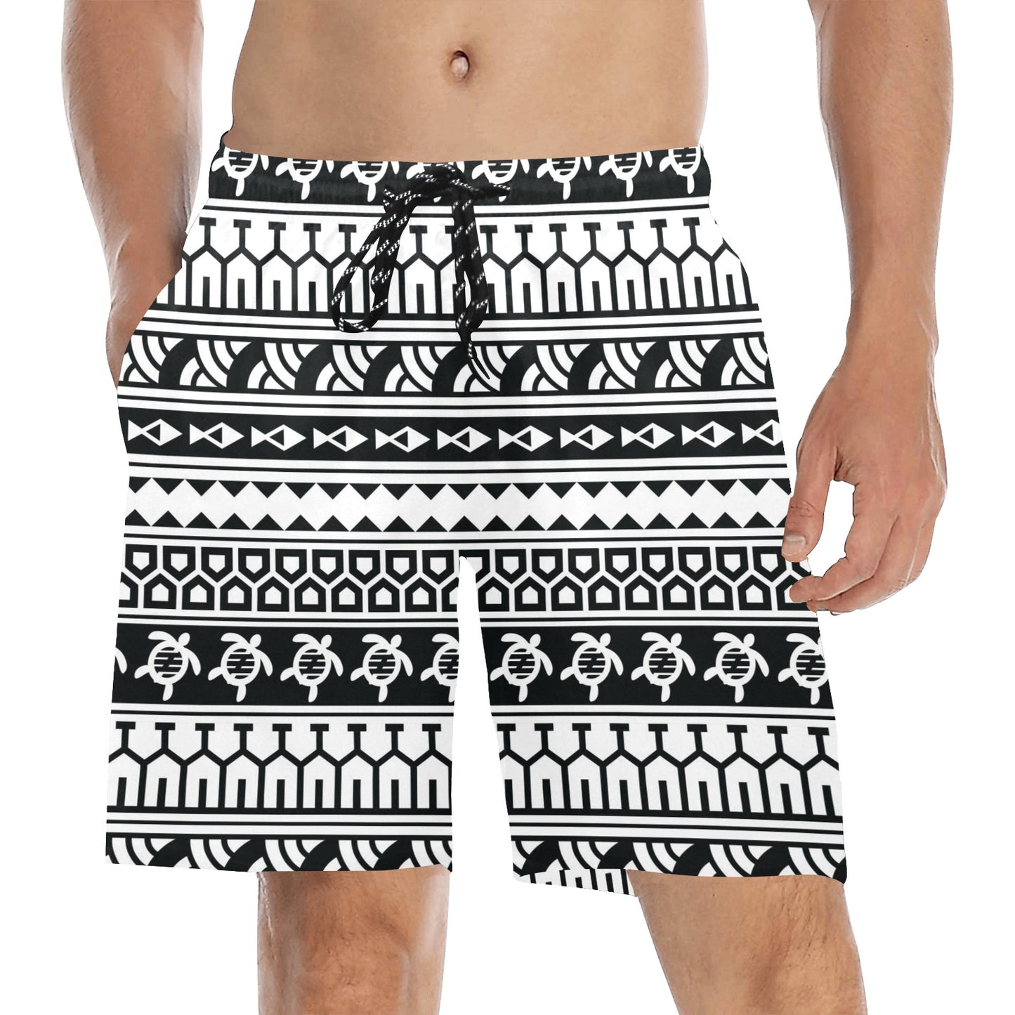 Samoan Pattern Print Design LKS303 Men's Swim Trunks Beach Shorts