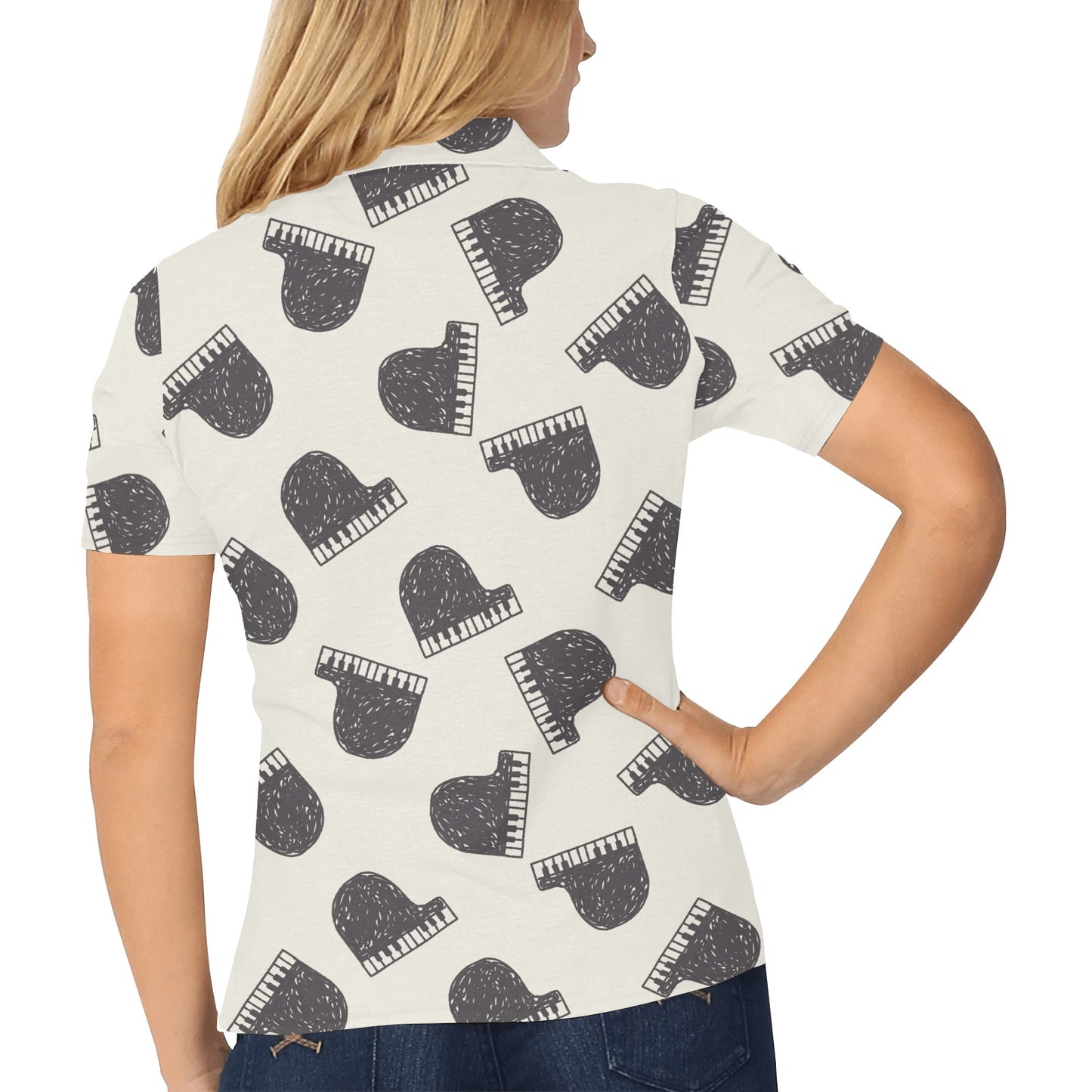 Piano Pattern Print Design 04 Women's Polo Shirt