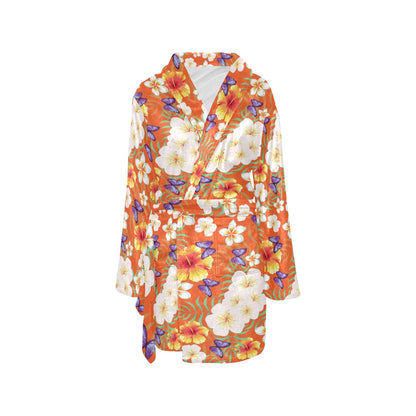 Tropical Flower Pattern Print Design TF027 Women's Fleece Robe