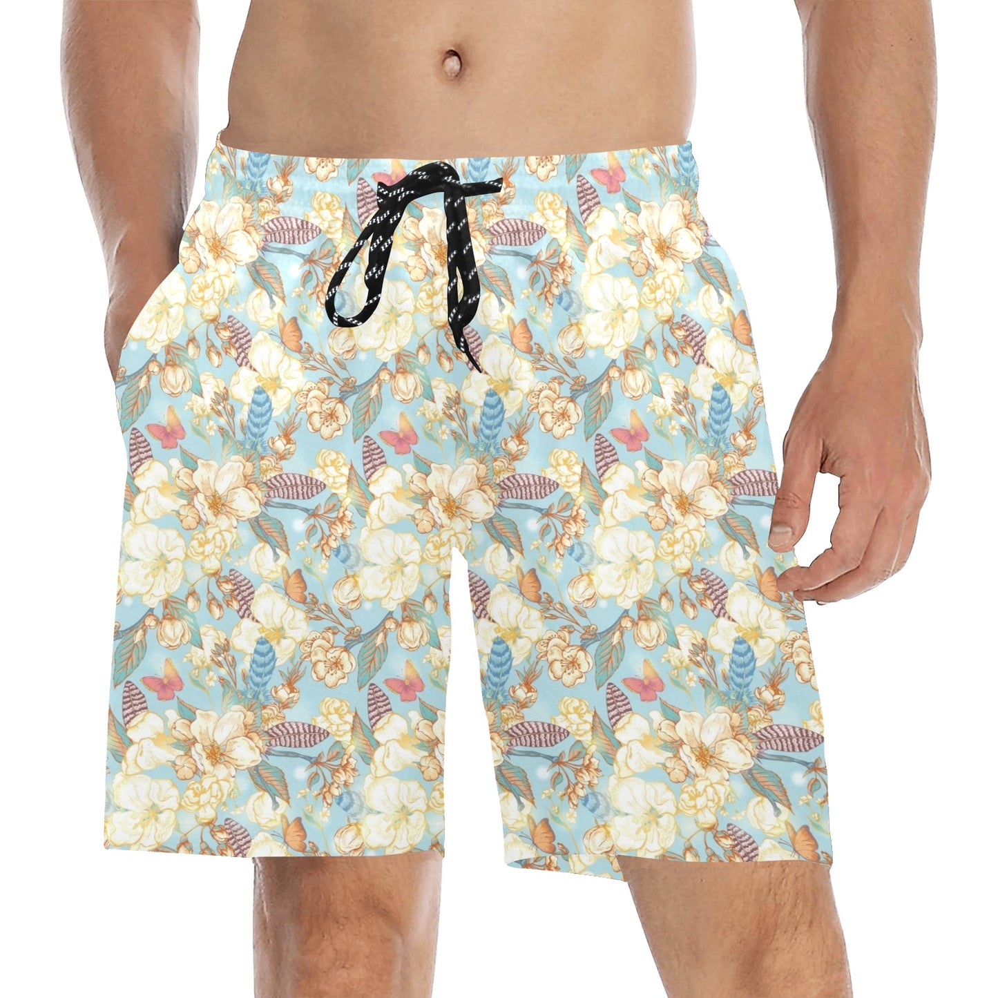 Summer Floral Print Design LKS302 Men's Swim Trunks Beach Shorts