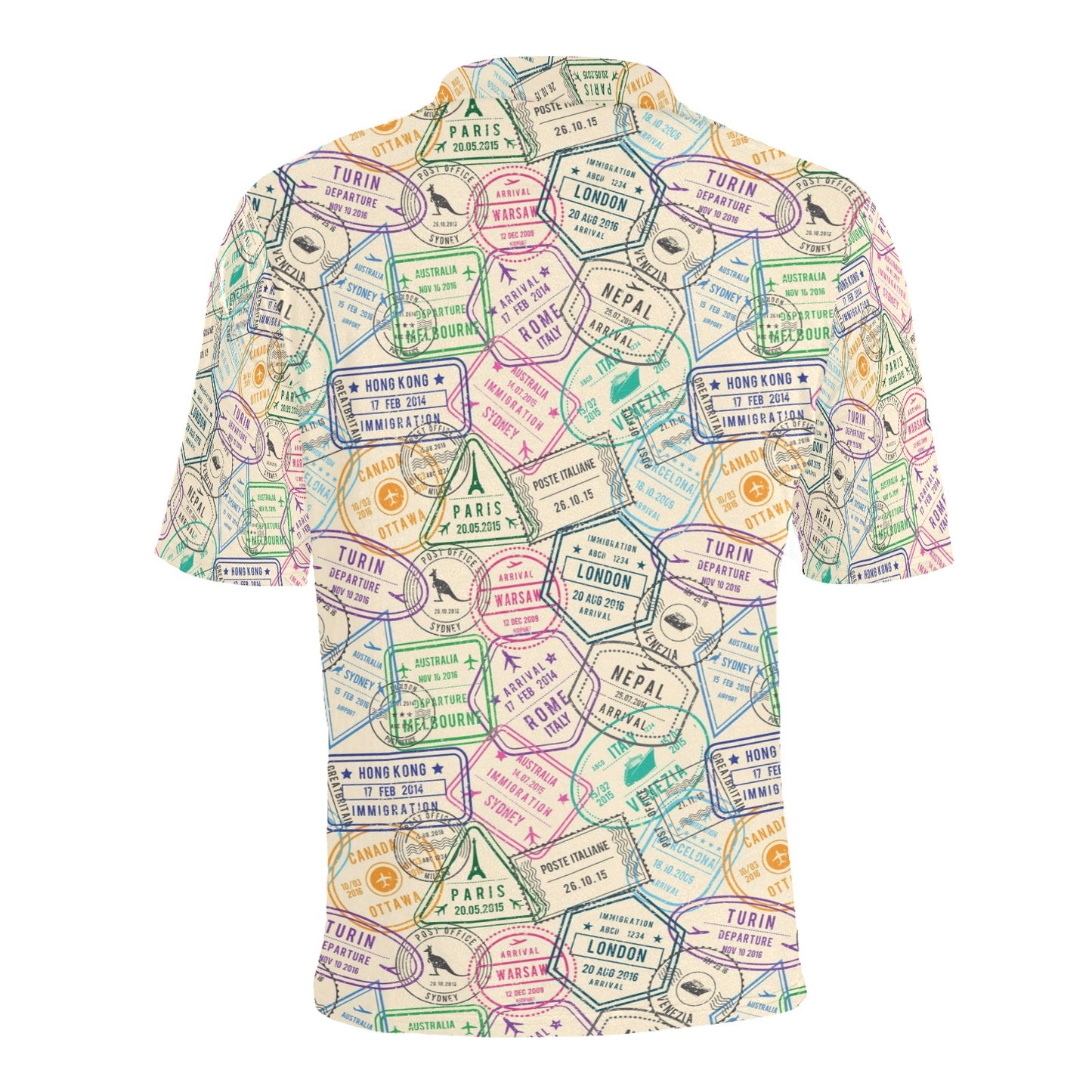 Travel Stamp Print Design LKS303 Men Polo Shirt