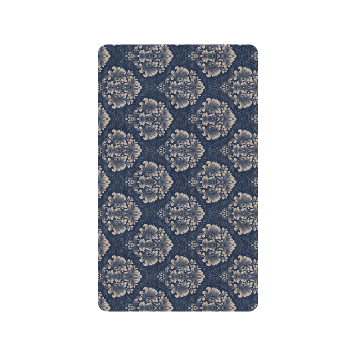 Damask Blue Luxury Print Pattern Rubber Doormat