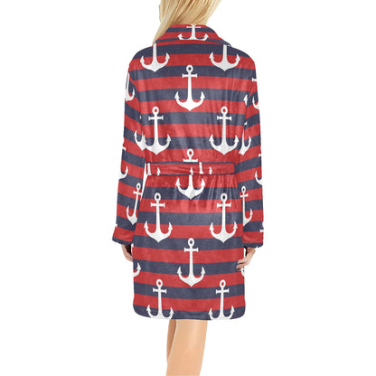 Nautical Pattern Print Design A05 Women's Fleece Robe