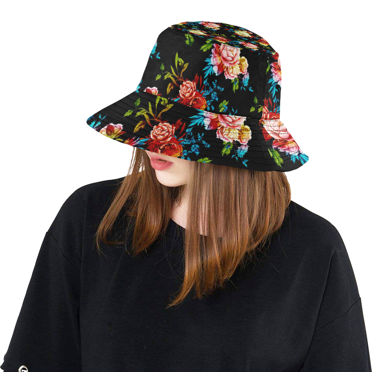 Peony Pattern Print Design PE07 Unisex Bucket Hat