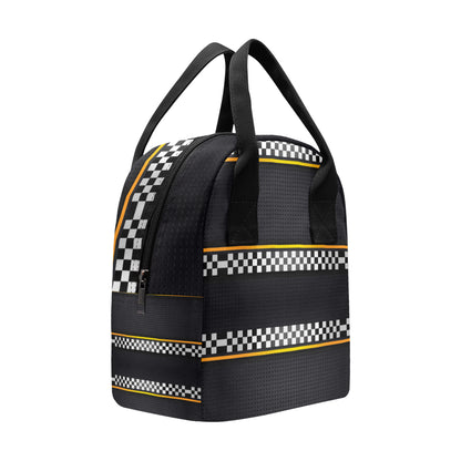 Checkered Flag Yellow Line Style Insulated Lunch Bag
