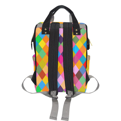 Harlequin Pattern Print Design 02 Diaper Bag Backpack