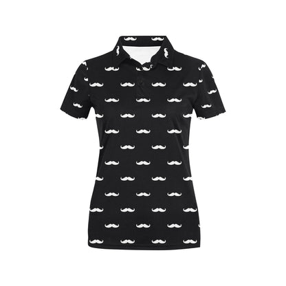 Mustache Pattern Print Design A04 Women's Polo Shirt