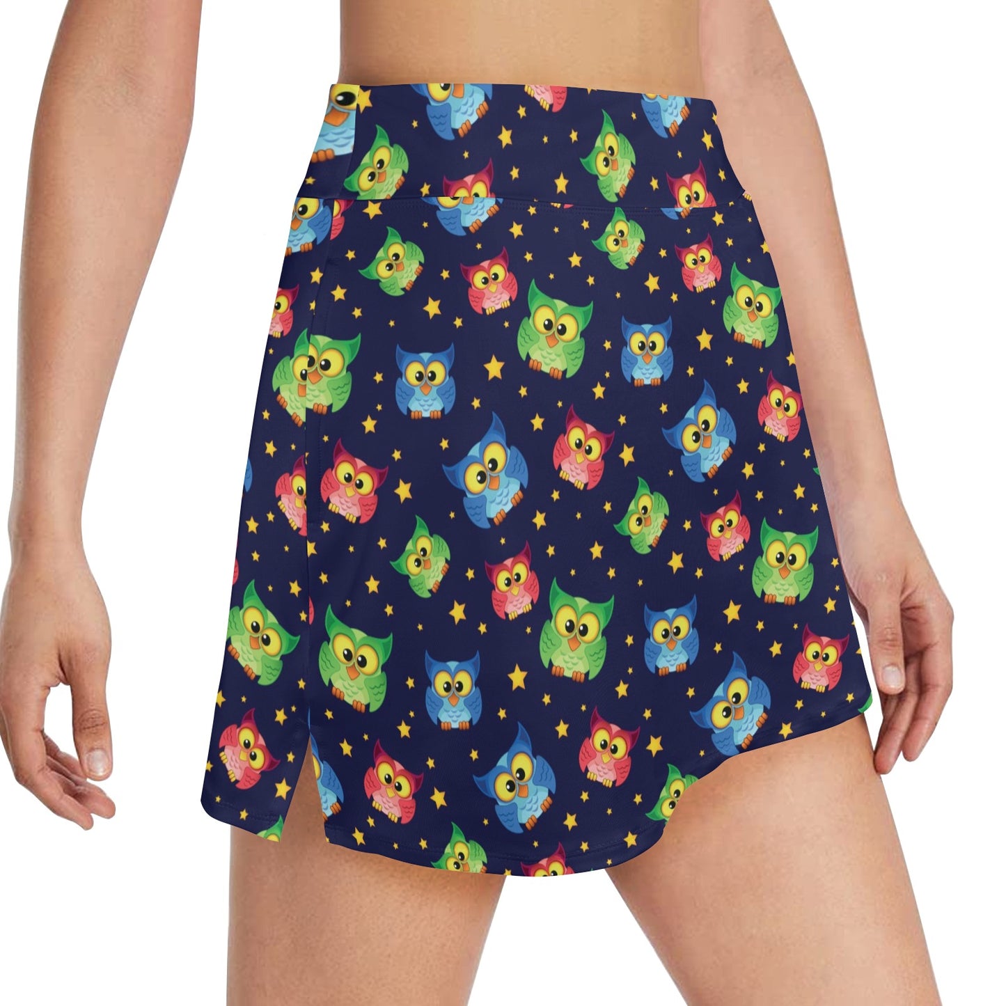Owl with Star Themed Design Print 17" Golf & Pickleball Skort with Pockets