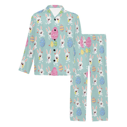 Easter Eggs Pattern Print Design RB014 Men's Long Pajama Set