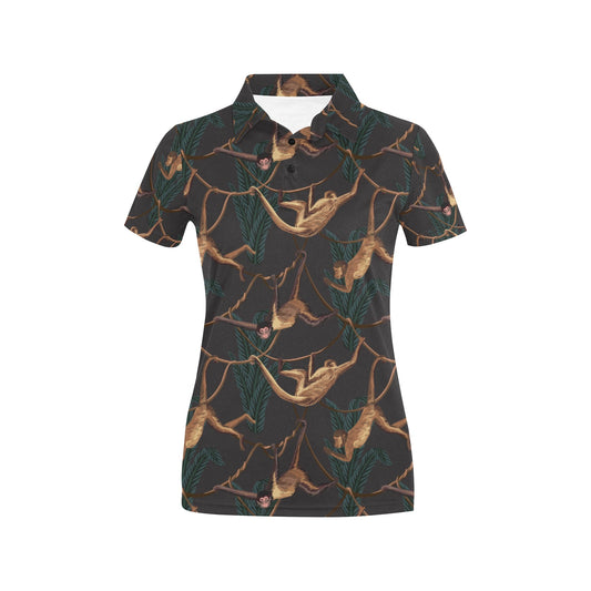 Monkey Pattern Print Design 02 Women's Polo Shirt