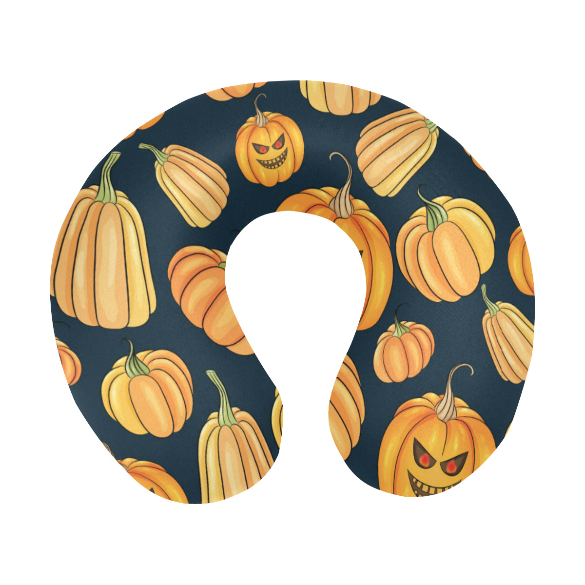 Pumpkin Halloween Pattern Print Design A04 U-Shaped Travel Neck Pillow