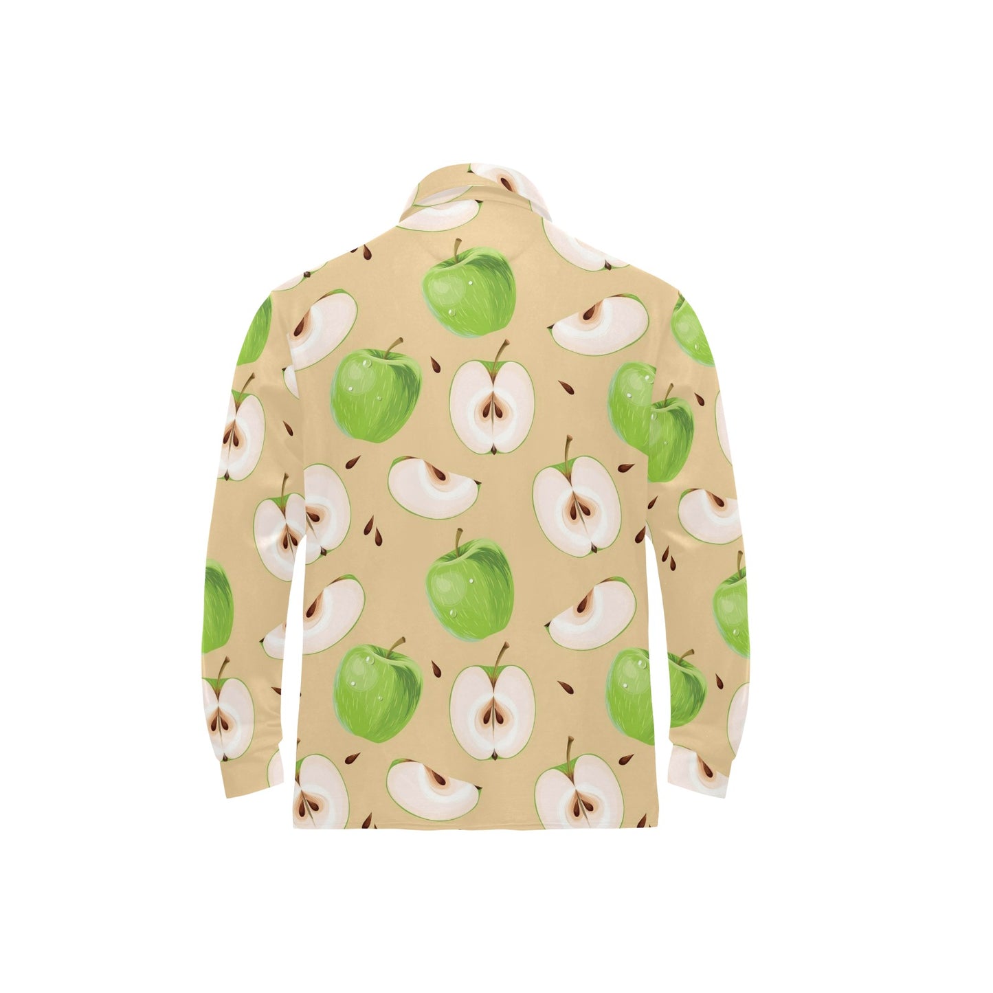 Apple Pattern Print Design AP07 Long Sleeve Polo Shirt For Men's